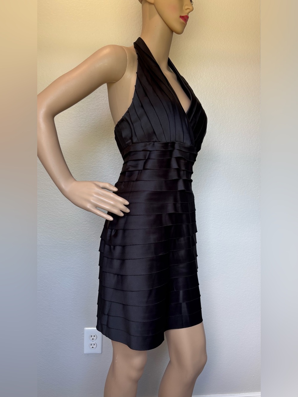 JS Collections Black Halter Bandage Cocktail Dress & Stole Wrap - Picture 10 of 15